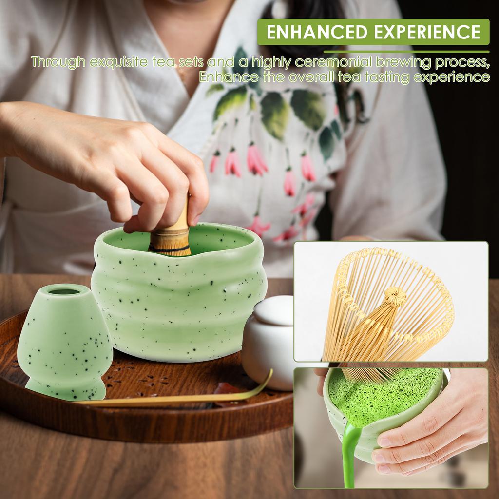 7Pcs Japanese Matcha Tea Set Safe Bamboo Whisk Teaspoon Tea Bowl Indoor Tea Making Tools Accessories Ceramic Matcha Gift Box