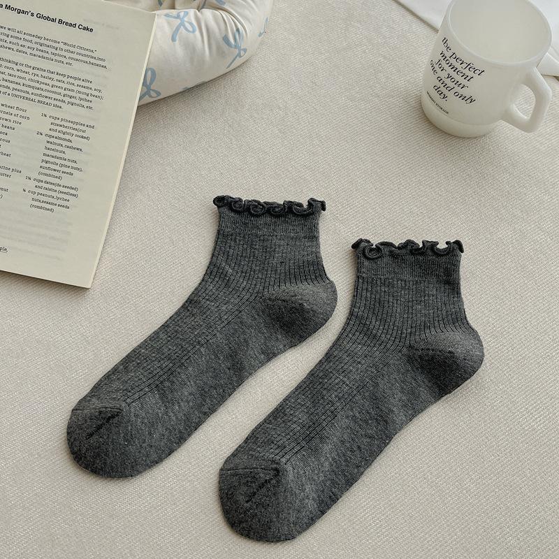 Fungus Edge Socks Women'S Short Tube Solid Color Cotton Socks Spring And Summer Thin Cute Lace Socks Trendy Women'S Socks