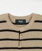 NODU Henley Neck Striped Short Sleeve Knit [3 Colors]