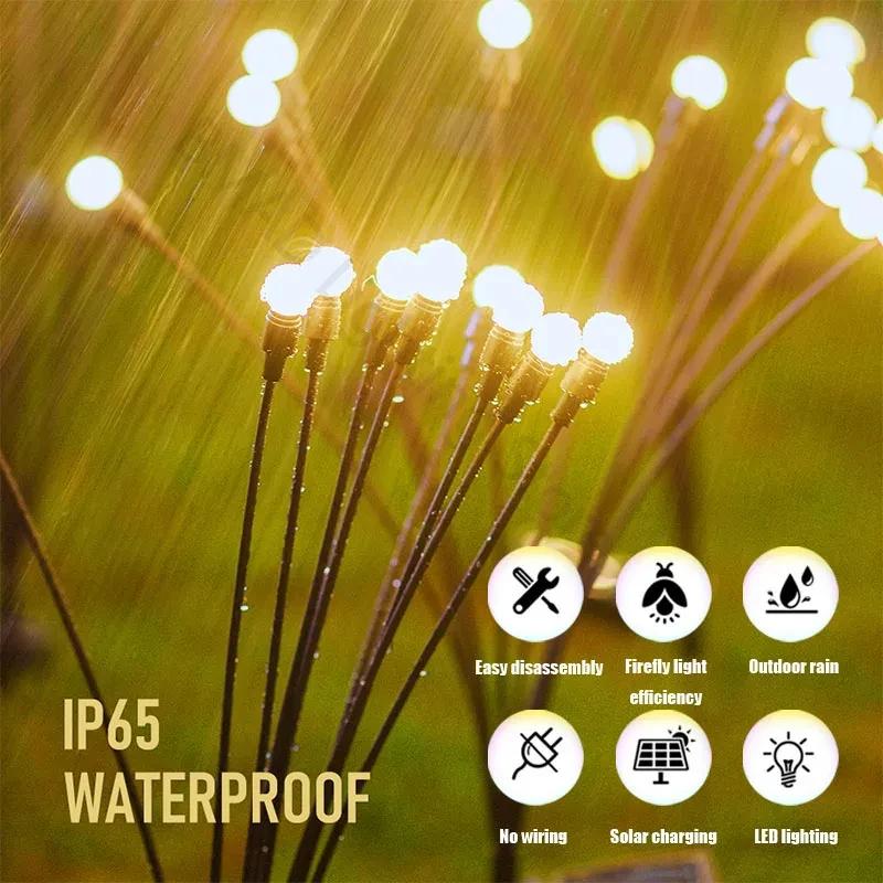 6/10 LED Solar Garden Lights Powered Firefly Lights Outdoor Garden Decoration Landscape Lights Firework Firefly Lawn Lamps