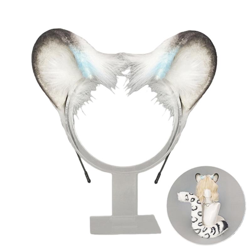 1/2Pcs Leopard Ears and Tail Animal Leopard Costume Leopard Ears Headband and Leopard Tail Halloween Cosplay Costumes