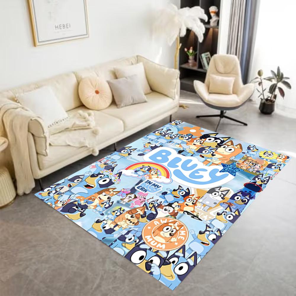 Bluey Family Adventure Carpet Perfect for Entryway Playrooms Game Room Living Rooms Antislip Carpet Anime Office Decor Gift for Festivals