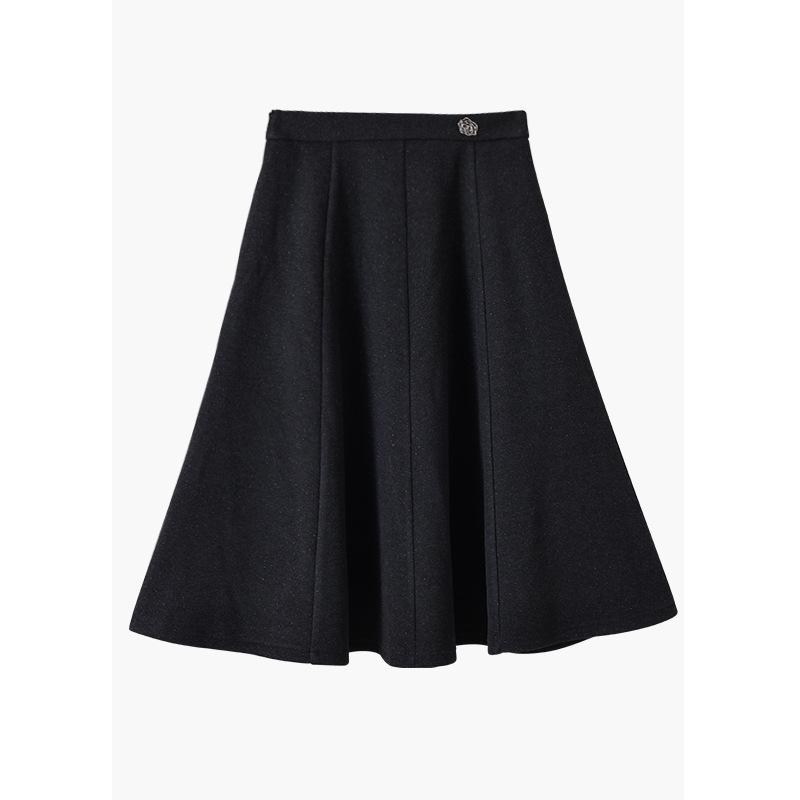 2025 Autumn/Winter Women's Designer Woolen Skirt - Solid Color, Niche, Versatile, Chic, and Commuter Fashion
