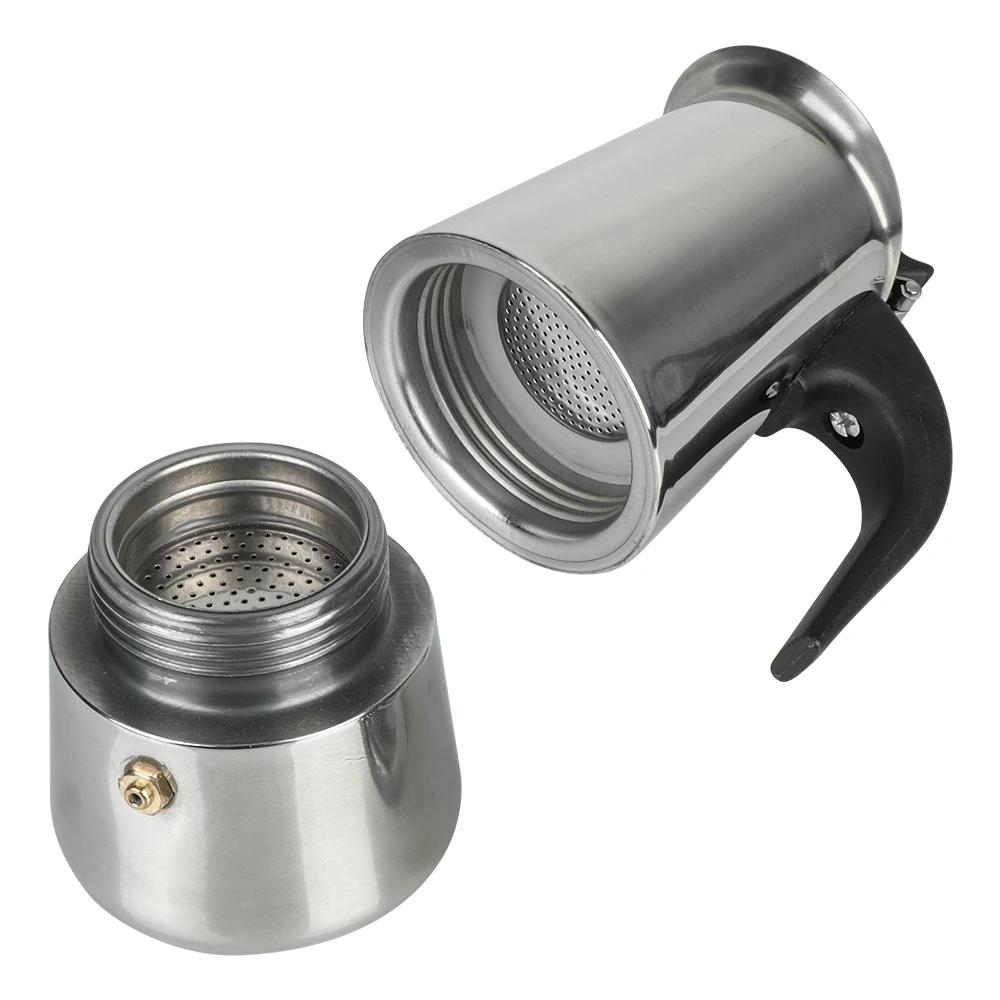 Mocha Espresso Latte Stovetop Filter Coffee Pot for Kitchen 2/4/6 Cups Stainless Steel Moka Coffee Maker Coffee Maker Pot