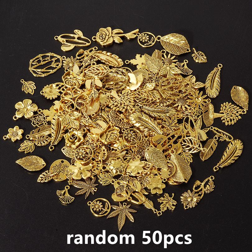 Mix 10/20/30/50pcs Plant Charm Tree Of Life Rose Sunflower Leaf Pendant Charms For Jewelry Making Bulk DIY Accessories Materials