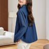 Vintage Blue Denim Blouse Jacket Womens Spring Commuter Versatile Long Sleeve Top Womens Blouse