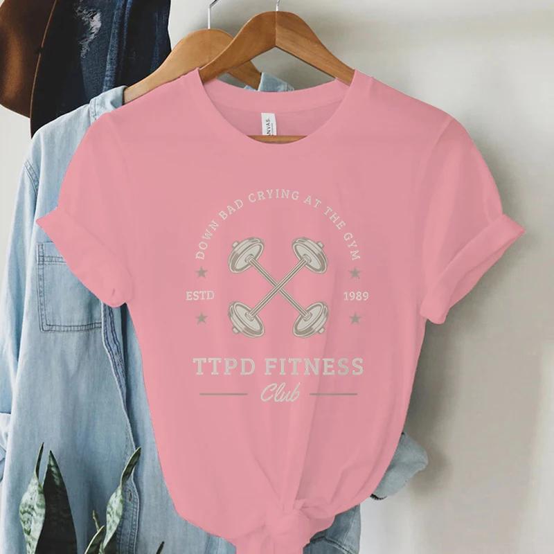 Down Bad Crying At The Gym Print Women T-shirt Summer Casual Short Sleeve Tops Tees Clothes Funny Fitness Club Female Tshirt