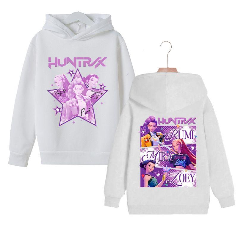 KPop Witch Hunter's Stylish Loose Hoodies for Boys and Girls, Autumn and Winter Children's Fleece Hoodies