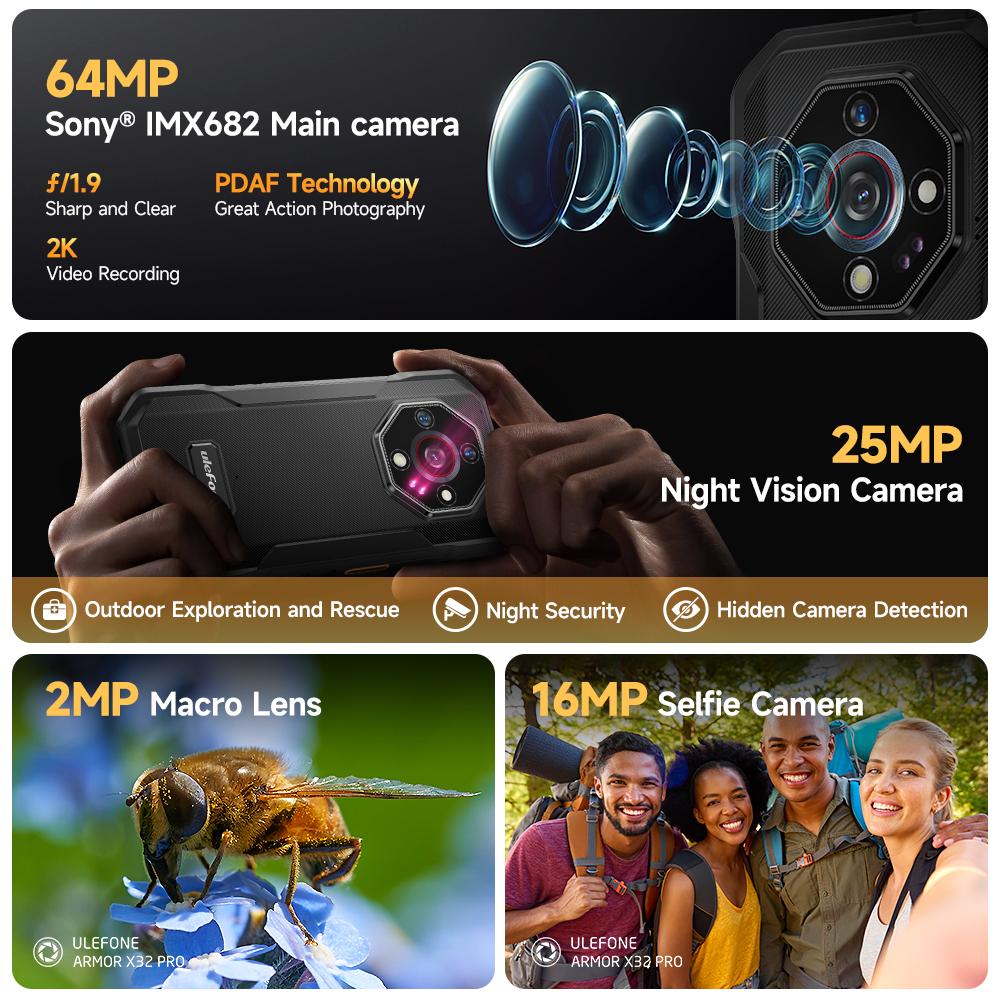 Armor X32 Pro 5G Rugged Phone Android Waterproof Smartphone Up To 16GB RAM 256GB ROM 5.65” Dimensity 6300 Android NFC