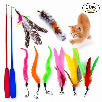 Retractable Fishing Rod Funny Cat Stick Pet Caterpillar Feather Replacement Head Cat Toy Cat Toys Interactive Pet Products
