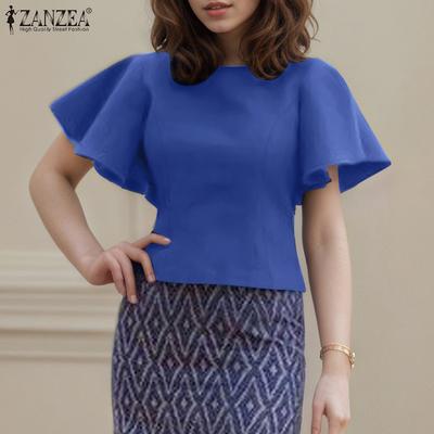 Женская летняя блузка с короткими рукавами-рюшами, свободного кроя, в повседневном стиле