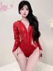 Sexy Patent Leather Pure Desire Style Bodysuits Zipper Open Crotch Small Chest Pure Desire Solid Color Bodysuits For Women Pipn
