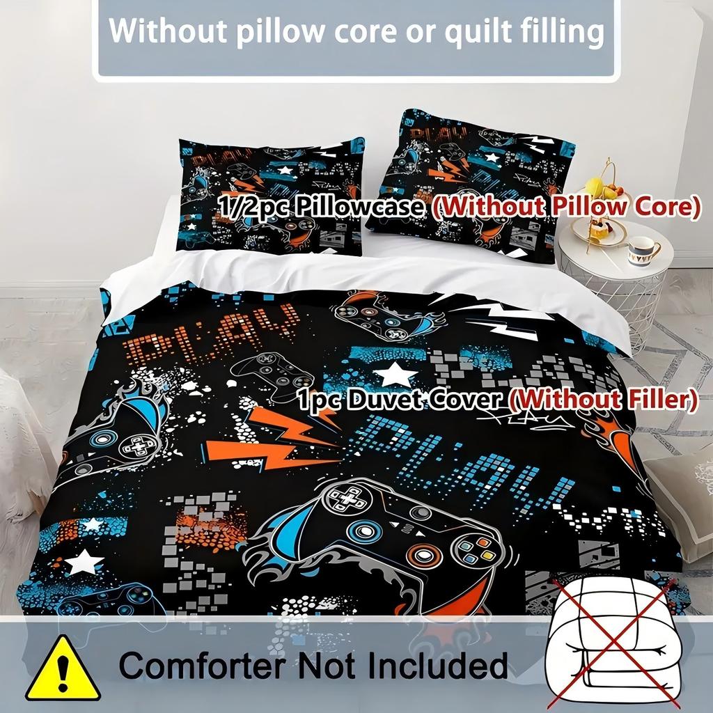Black Game Console Pattern 3D Printed Quilt Cover Set Cool Modern Style Bedding Set Polyester Comfortable Bedspread Duvet Cover