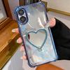 Heart-shaped Mirror Electroplated TPU + Acrylic Phone Case with Holder