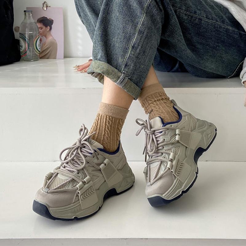 American Style Chunky Platform Sneakers Women Spring Thick Soled Sport Shoes Woman Designer Platform Shoes for Women