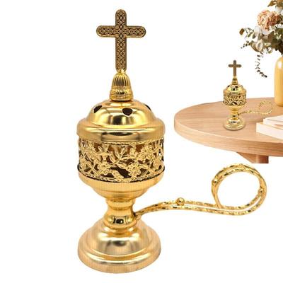 Brûleur d'encens catholique vintage en métal, diffuseur d'aromathérapie pour la famille, le yoga, la décoration de la maison