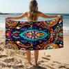 2D Flat Printing, 1pc, Neon Totem Artistic Fantasy Large Bath Towel, Suitable for Adults and Teens, Quick-Dry Lightweight Soft