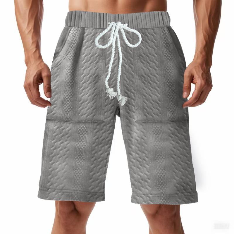 Men s Knitted Jacquard Shorts Men s Summer Trend High Street Casual Loose Men s Shorts S серый