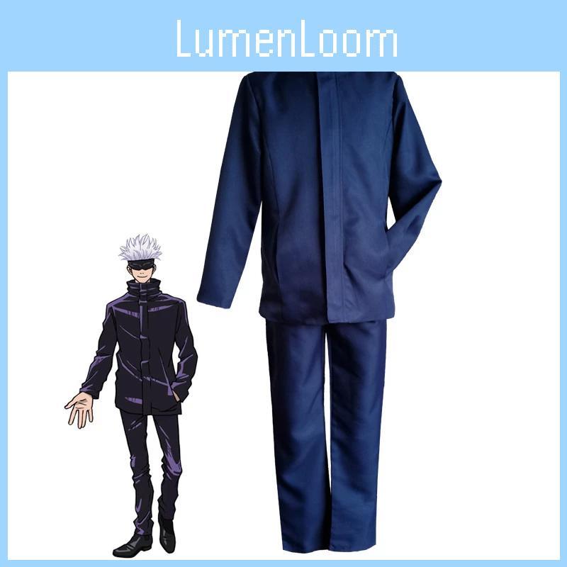 Autentyczny Kostium Cosplay Jujutsu Kaisen Gojo Satoru Peruka Męski Garnitur Mundurek Szkolny Strój Na Imprezy