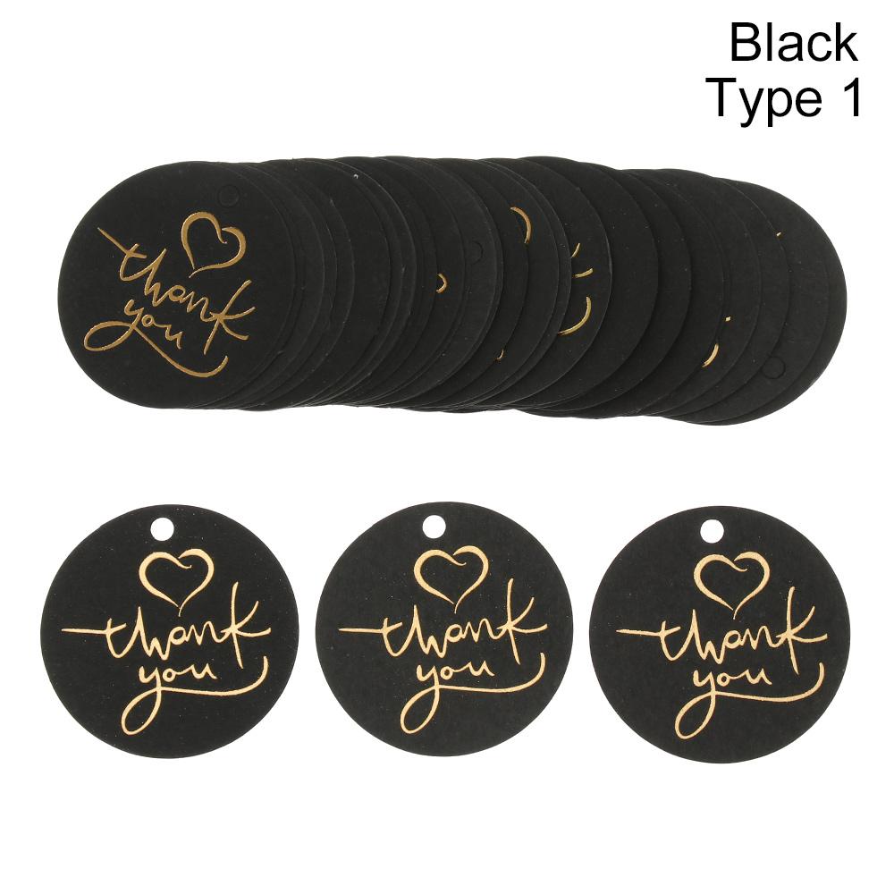 50PCS Gold Stamping Paper Gift Tags Thank You Hang Label Christmas Box Decor Black Red White Birthday Party Supplies DIY Access