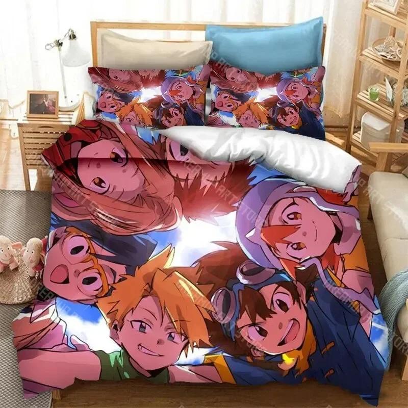 3D Print Digimon Adventure Bedding Set Boys Girls Twin Queen Size Duvet Cover Pillowcase Bed Kids Adult Fashion Home