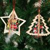 Pentagram Frohe Weihnachten Holzanhänger 2D/3D Weihnachtsbaumschmuck aus Holz Kinderdekoration
