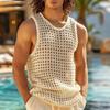 American Style Fashion Men Vacation Style Hollow Mesh Vests Sexy Casual Summer Male Sleeveless Tank Tops
