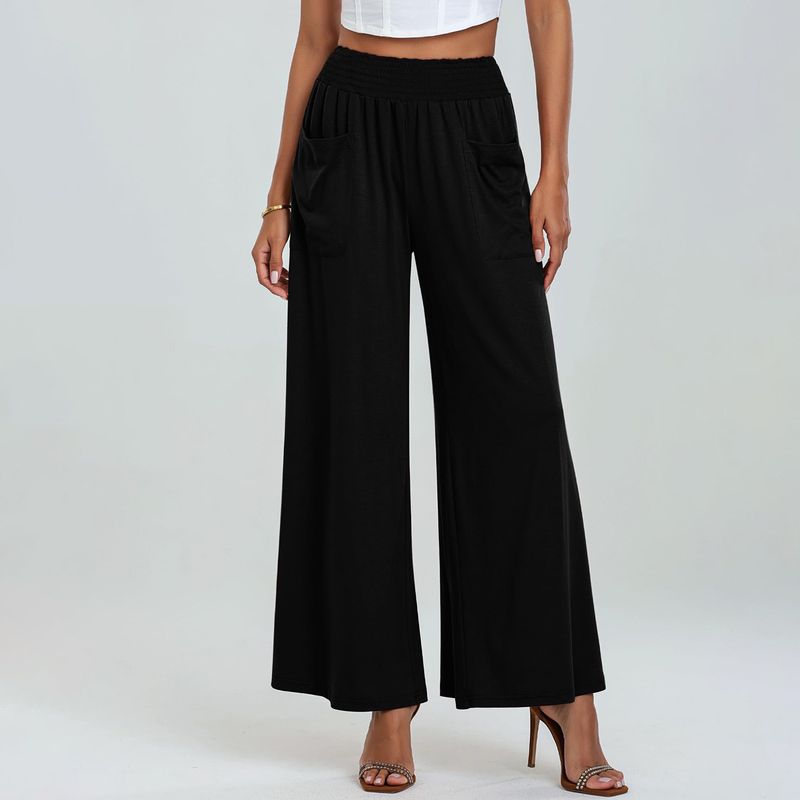 Elastic Waist, Large Pocket, Wide Leg Pants Elastic Waist with Pocket Loose Pants