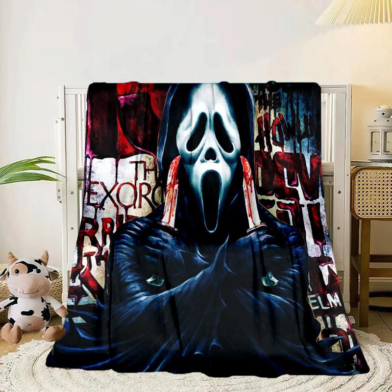 Scr-eam Horror Movie Blanket Flannel Blanket for bed, sofa, Camping, Hiking, Picnic Essentials, gift for family Fan gifts