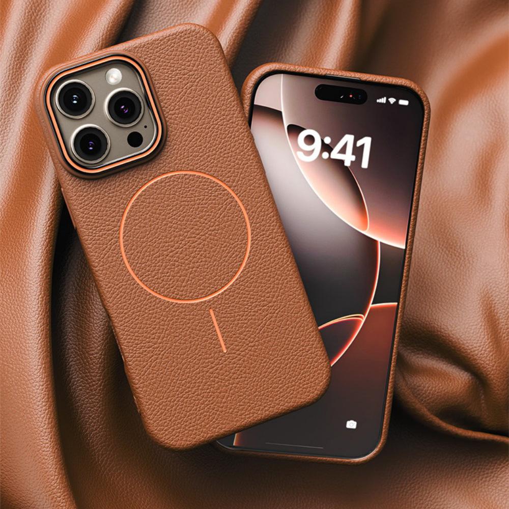 Für Apple 17 Promax Leder Handyhülle für IPhone 16 Luxus Magnetische Schutzhülle 15 Sturzsichere Hülle