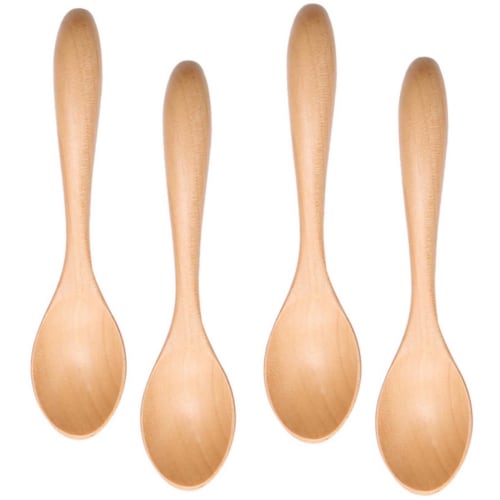 

Set of 4 Wooden Teaspoons with Semicircular Handles for Home Use, Coffee Stirring Spoons, and Dessert Spoons, 12.2 cm x 2.8 cm (HM122TMQ*4)