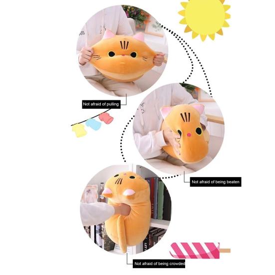 Cat Doll Plush Toy Stress Relief Soft Fluffy PP Cotton Fabric Huggable Animal Pillow Doll Snuggly Sensory Toy