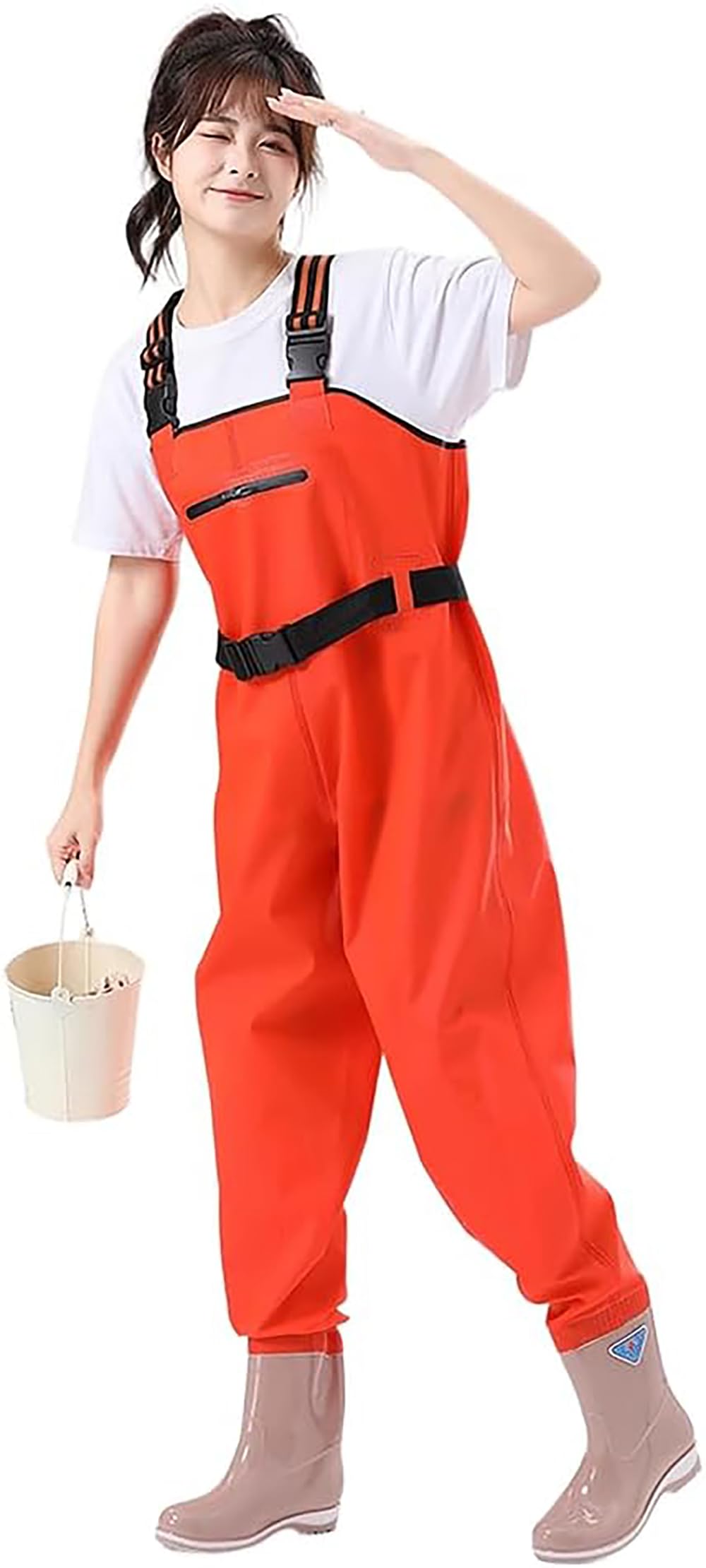 Women s Fishing Waders, Chest High Waders, Breathable, Waterproof, Easy On/Off, Zippered Pocket, Durable, Elastic Belt, Suitable for Stream Fishing, C
