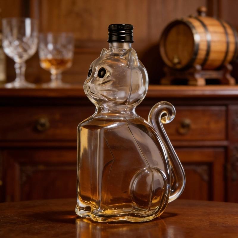 Garrafa de Vidro Borossilicato Multiuso Formato de Gatos Para Preservação de Whiskies Exibição Floral e Decorações de Pubs de Cozinha