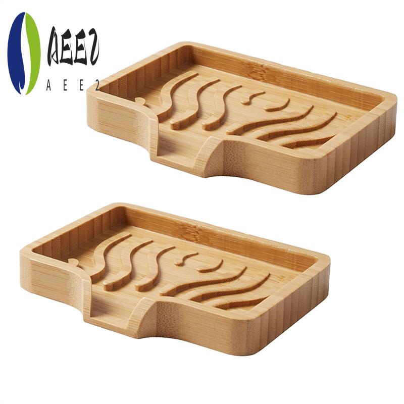 

AEE2-Bamboo Soap Dish Holder Tray, Wood Bar Soap Saver Self Draining Soap Case For Bathtub Hotel Home Decoration