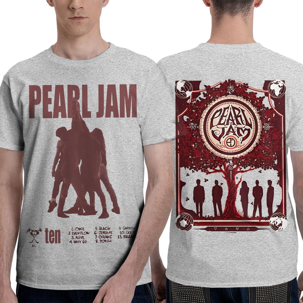 Koszulka Męska Music Pearls Jam Czysta Bawełna Szalone Koszulki Okrągły Dekolt Krótki Rękaw Ubrania Pomysł na Prezent