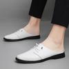Fashion Genuine Leather Mules Footwear Breathable Slip on Walking Shoes New Flats Men Comfortable Half Slippers Male Casual Moccasins