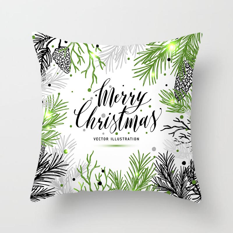Merry Christmas Printed Pillowcase Christmas Style Cushion Cover Home Sofa Decor Throw Pillowcase