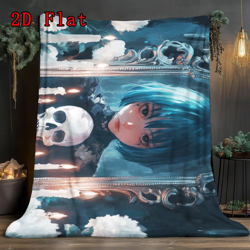Dark-style girl 2D Flat Pattern Flannel Blanket High quality All Seasons Warmth and Comfort Perfect for Christmas Gifts.PMT0914236