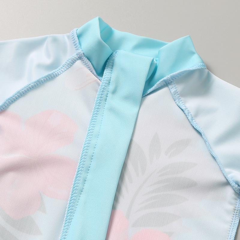 Trendy Korean Toddler Girl's One-Piece Sunscreen Swimsuit Set