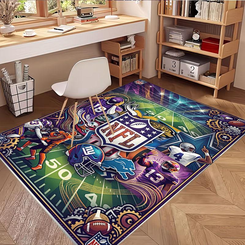 NFL Print Rug, Washable Floor Carpet, For Entryway Dorm Laundry Room Office Study, Home Decor Birthday Christmas Gift