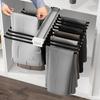 22 Arms Pull Out Trousers Rack Steel Pants Hanger Bar Clothes Organizers Slide Out Stand for Closet Cloakroom Wardrobe Black