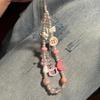 Pink Hello Kitty Phone Chain Beaded Keychain Sweet Girl Anti-Lost Wrist Strap Bracelet Earphone Case Charm Bag Decor
