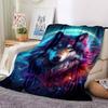 1pc Wolf Galaxy Art Blanket Lightweight Flannel Blanket Throw Blanket For Sofa, Bed, Travel, Camping yy2509026139