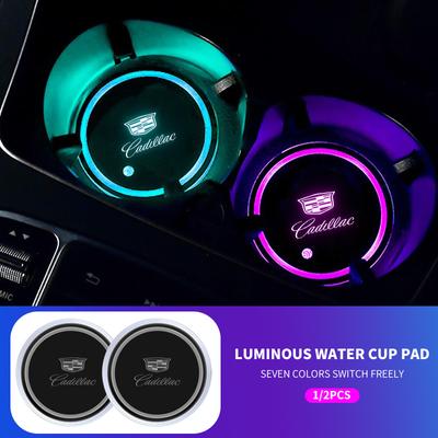 1/2PC LED Car Luminous Color Changing Cup Holder Coaster For Logo Escalade CTS ATS SRX XTS XT5 STS CT5 CT6 BLS XLR
