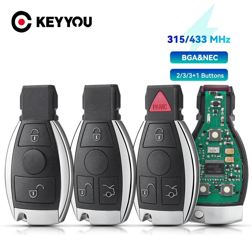 KEYYOU Smart Remote Car Key Fob For Mercedes Benz A B S E Class Support BGA NEC Chip 315/433.92MHz 2/3 Buttons