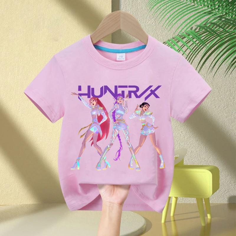 2025 Movie Crew Neck Cartoon Girls Boys Tee Kids T-shirt KPop Demon Hunters Print Fashion Casual Tops Casual Baby Girl Clothes
