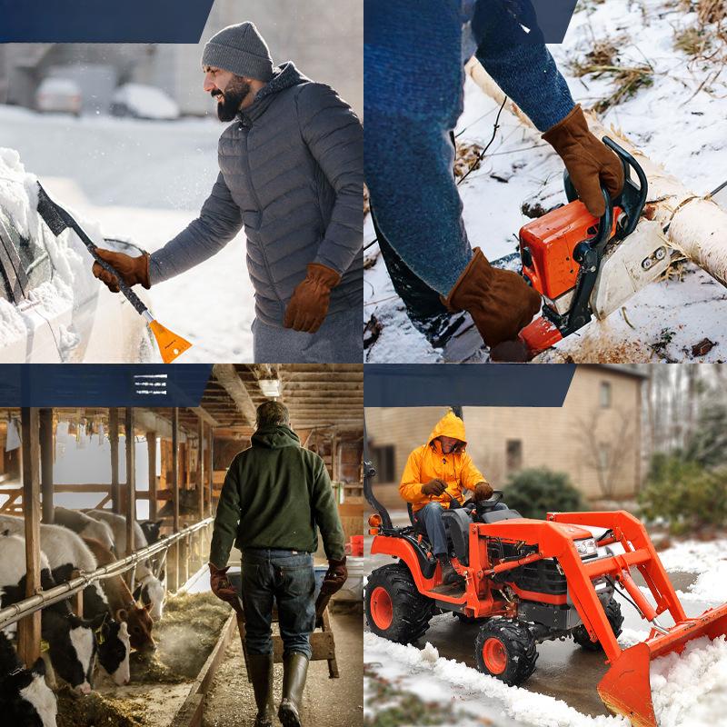 Winter Work Warm Gloves Plus Velvet Thickened Cowhide Anti Slip Wear Resistant Outdoor Shovel Cold Storage Cold Protection Gloves