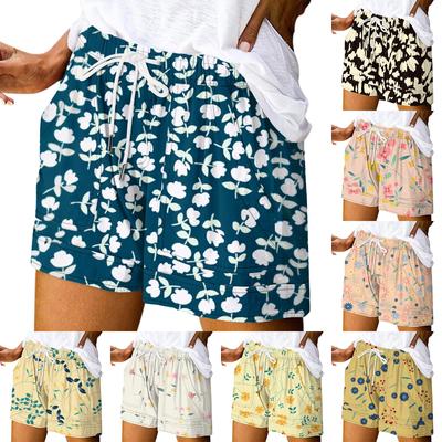 Women's Casual Summer Elastic Beach Shorts Print Casual Shorts