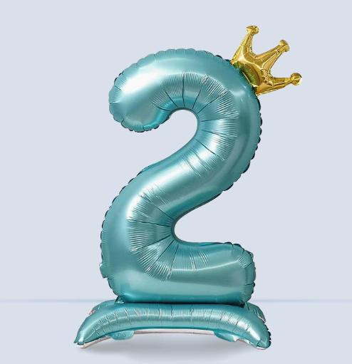 Large Number One Foil Balloon with Inflatable Base and Crown Decoration Suitable for Birthday Party Celebration Event Decoration Indoor Outdoor Use